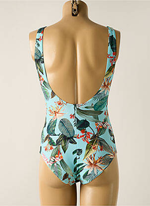 Maillot de bain 1 pièce effet matière satinée haut triangles bleu LAGON BLEU femme