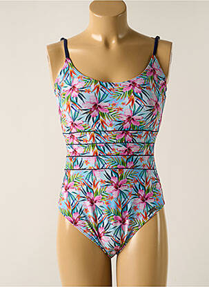 Maillot de bain 1 pièce effet matière satinée haut soutien-gorge moulé bleu MISS CARAÏBES femme