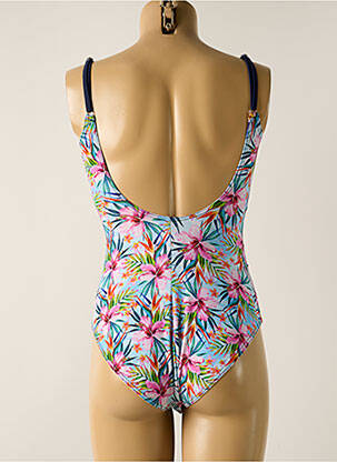 Maillot de bain 1 pièce effet matière satinée haut soutien-gorge moulé bleu MISS CARAÏBES femme
