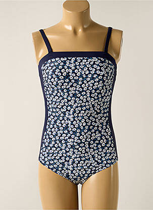 Maillot de bain 1 pièce bretelles élastiquées amovibles haut bandeau bleu LAGON BLEU femme