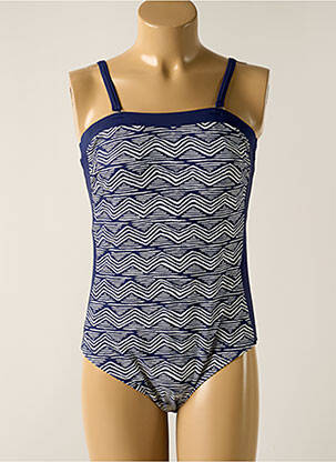 Maillot de bain 1 pièce imprimé fantaisie haut bandeau bleu LAGON BLEU femme
