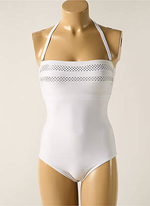 Maillot de bain 1 pièce bretelles élastiquées amovibles haut bandeau blanc TESSY femme