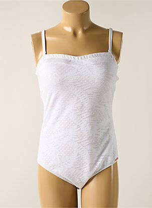 Maillot de bain 1 pièce bretelles élastiquées amovibles haut bandeau blanc YSABEL MORA femme