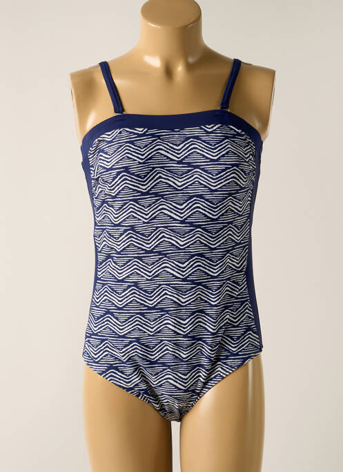 Maillot de bain 1 pièce imprimé fantaisie haut bandeau bleu LAGON BLEU femme