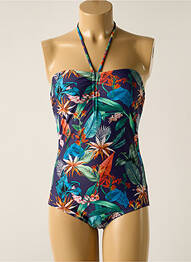 Maillot de bain 1 pièce effet matière satinée bleu LAGON BLEU femme