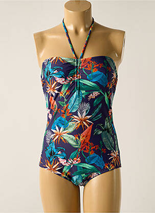 Maillot de bain 1 pièce effet matière satinée bleu LAGON BLEU femme