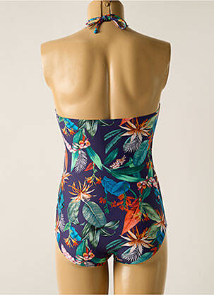 Maillot de bain 1 pièce effet matière satinée bleu LAGON BLEU femme