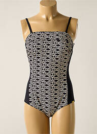 Maillot de bain 1 pièce bretelles élastiquées amovibles haut bandeau noir MISS CARAÏBES femme