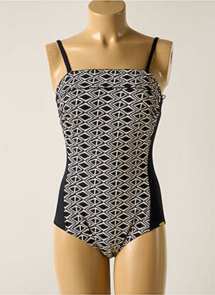 Maillot de bain 1 pièce bretelles élastiquées amovibles haut bandeau noir MISS CARAÏBES femme