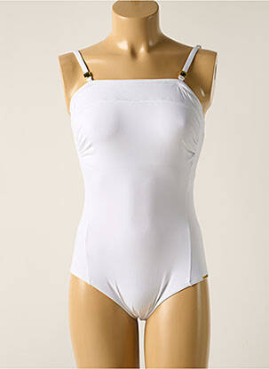 Maillot de bain 1 pièce bretelles élastiquées amovibles haut bandeau blanc MISS CARAÏBES femme