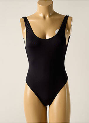 Maillot de bain 1 pièce effet matière satinée haut soutien-gorge balconnet noir SALÉE femme
