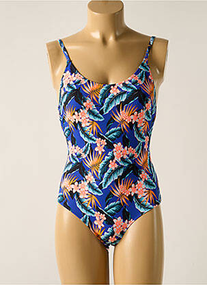 Maillot de bain 1 pièce effet matière satinée haut soutien-gorge balconnet bleu BRIGITTE BARDOT femme