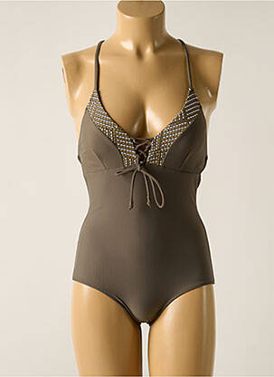 Maillot de bain 1 pièce stretch haut soutien-gorge avec mousse de rembourrage amovible vert BRIGITTE BARDOT femme
