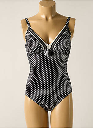 Maillot de bain 1 pièce effet matière satinée haut soutien-gorge moulé noir OLYMPIA femme