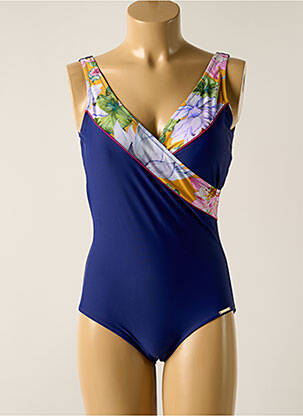 Maillot de bain 1 pièce effet matière satinée haut soutien-gorge moulé bleu YSABEL MORA femme