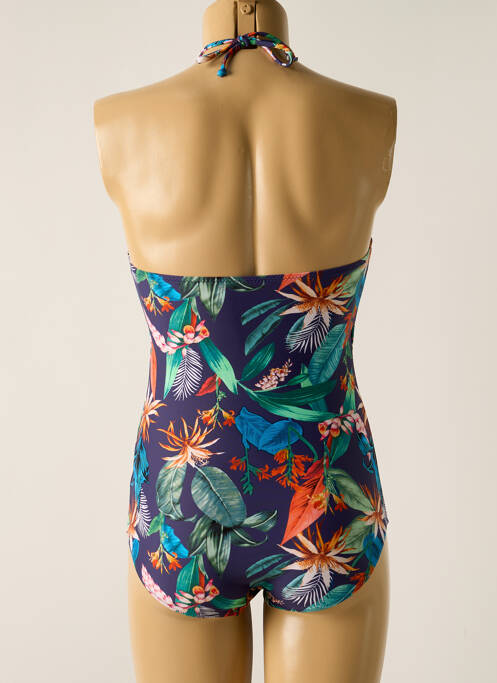 Maillot de bain 1 pièce effet matière satinée bleu LAGON BLEU femme