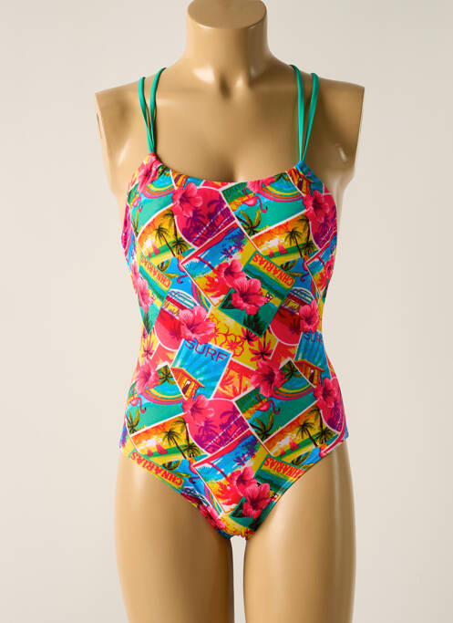 Maillot de bain 1 pièce imprimé tie and dye rose OLYMPIA fille