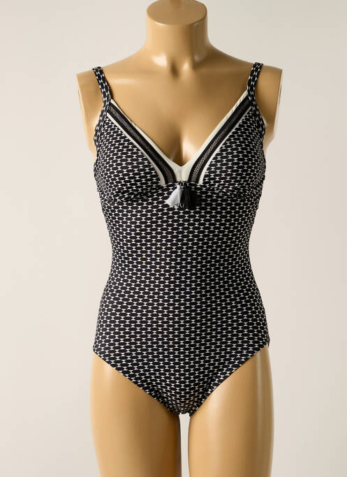 Maillot de bain 1 pièce effet matière satinée haut soutien-gorge moulé noir OLYMPIA femme