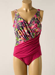 Maillot de bain 1 pièce imprimé fantaisie haut soutien-gorge moulé rose YSABEL MORA femme