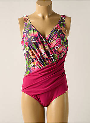 Maillot de bain 1 pièce imprimé fantaisie haut soutien-gorge moulé rose YSABEL MORA femme