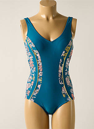 Maillot de bain 1 pièce imprimé fantaisie haut soutien-gorge moulé bleu YSABEL MORA femme
