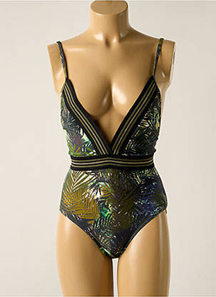 Maillot de bain 1 pièce imprimé fantaisie haut triangles vert OLYMPIA femme