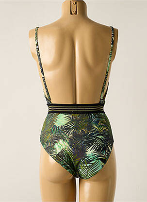 Maillot de bain 1 pièce imprimé fantaisie haut triangles vert OLYMPIA femme
