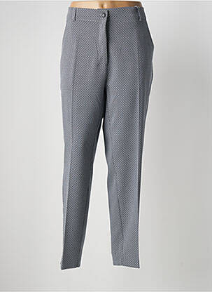 Pantalon chino fermeture zippée sous rabat boutonné taille haute bleu WEINBERG femme
