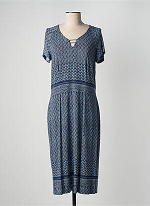 Robe mi-longue manches courtes manches courtes bleu PAUPORTÉ femme