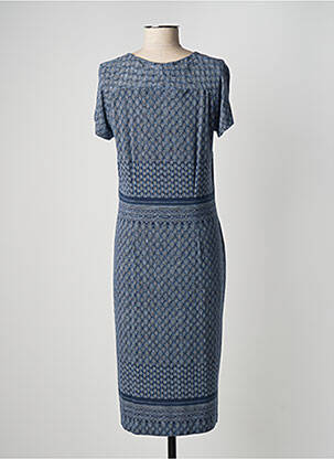 Robe mi-longue manches courtes manches courtes bleu PAUPORTÉ femme