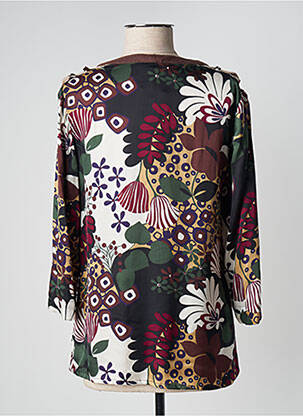 Blouse imprimé fleurs manches 3/4 marron TERRE DE FÉES femme