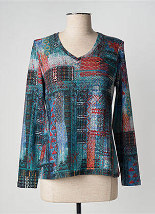 Pull tissage chiné manches longues bleu WEINBERG femme