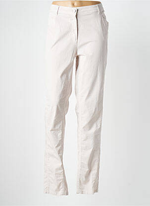 Pantalon slim tissage popeline taille normale beige TERRE DE FÉES femme