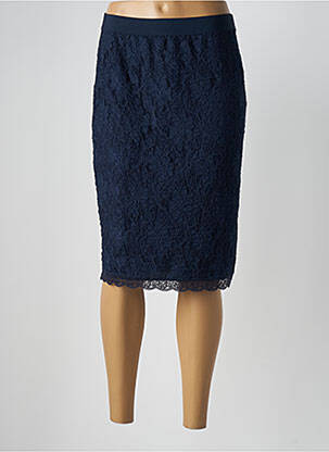 Jupe mi-longue coupe droite bleu PAUPORTÉ femme