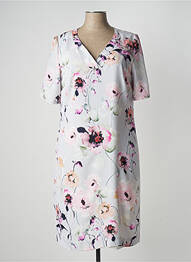 Robe mi-longue imprimé fleurs manches courtes gris WEINBERG femme