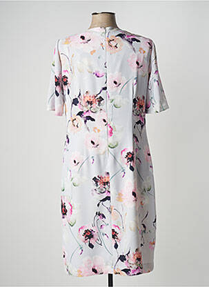 Robe mi-longue imprimé fleurs manches courtes gris WEINBERG femme