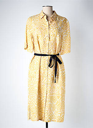 Robe mi-longue imprimé fantaisie manches courtes jaune MAT DE MISAINE femme