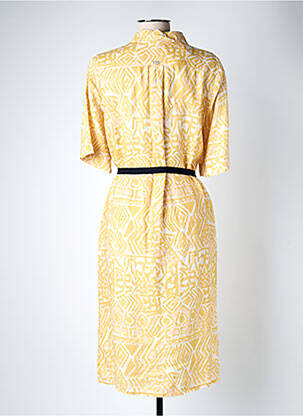 Robe mi-longue imprimé fantaisie manches courtes jaune MAT DE MISAINE femme