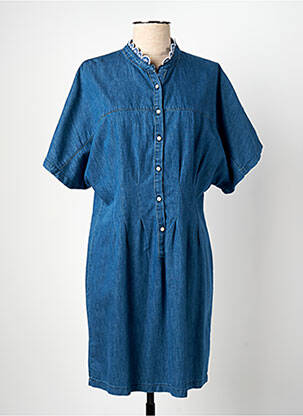 Robe mi-longue manches courtes manches courtes bleu ONE STEP femme