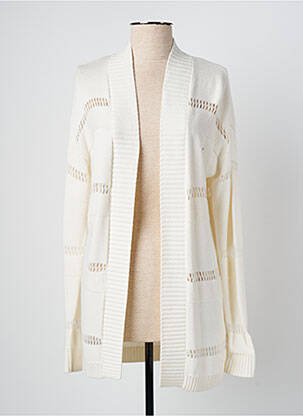 Gilet manches longues maille souple et aérée blanc IKKS femme
