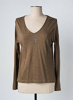 Top col v manches longues vert DIPLODOCUS femme