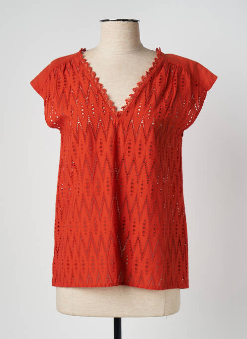 Blouse manches courtes manches courtes orange ONE STEP femme