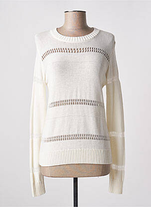 Pull maille ajourée manches longues blanc IKKS femme