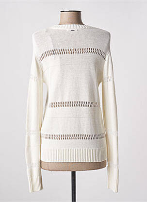 Pull maille ajourée manches longues blanc IKKS femme