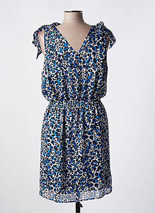Robe mi-longue coupe fluide sans manche bleu IKKS femme