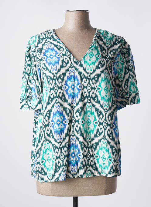 Blouse manches courtes manches courtes vert LA FEE MARABOUTEE femme