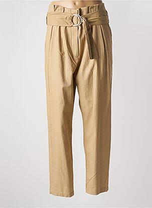 Pantalon droit taille à pinces taille haute beige IKKS femme