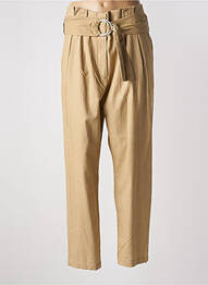 Pantalon droit taille à pinces taille haute beige IKKS femme
