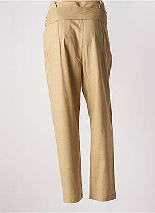 Pantalon droit taille à pinces taille haute beige IKKS femme