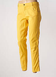 Pantalon 7/8 fermeture zippée sous rabat boutonné taille normale jaune ONE STEP femme